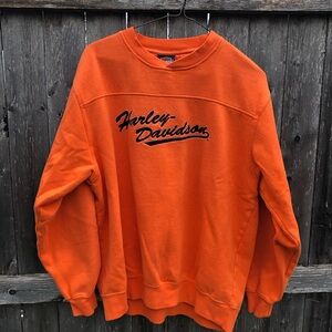 Harley-Davidson Bright Orange Crewneck Sweatshirt with Script Logo
